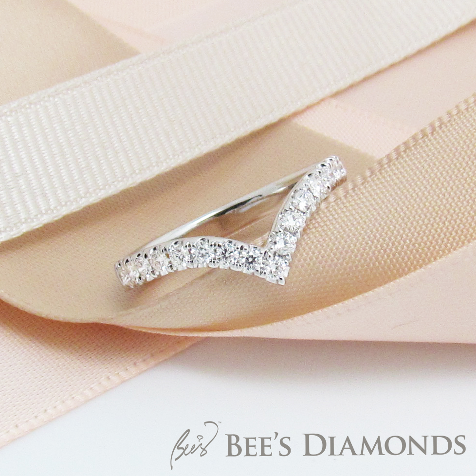 Tiffany, V shape, tippy diamond wedding band | Bee's Diamonds