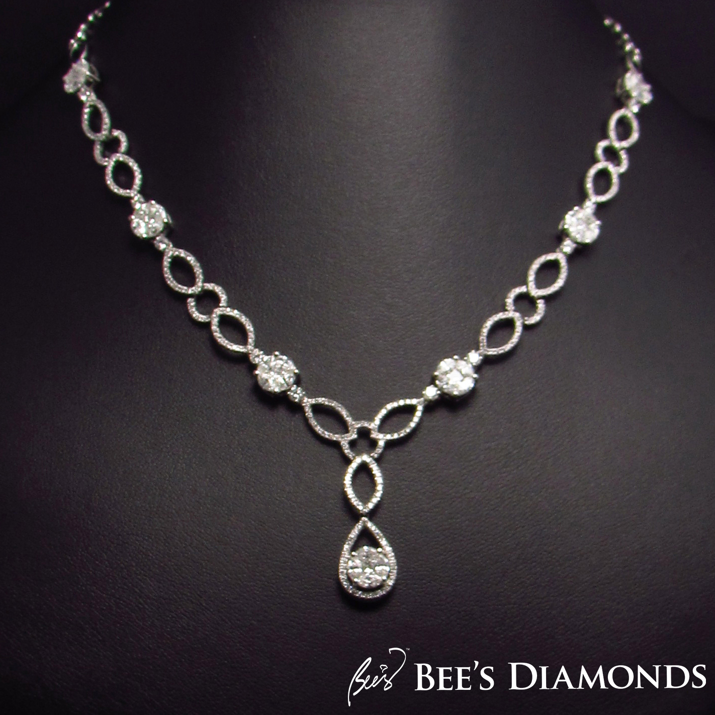 Diamond bell shaped necklace, bridal jewelry, Bee's Diamonds
