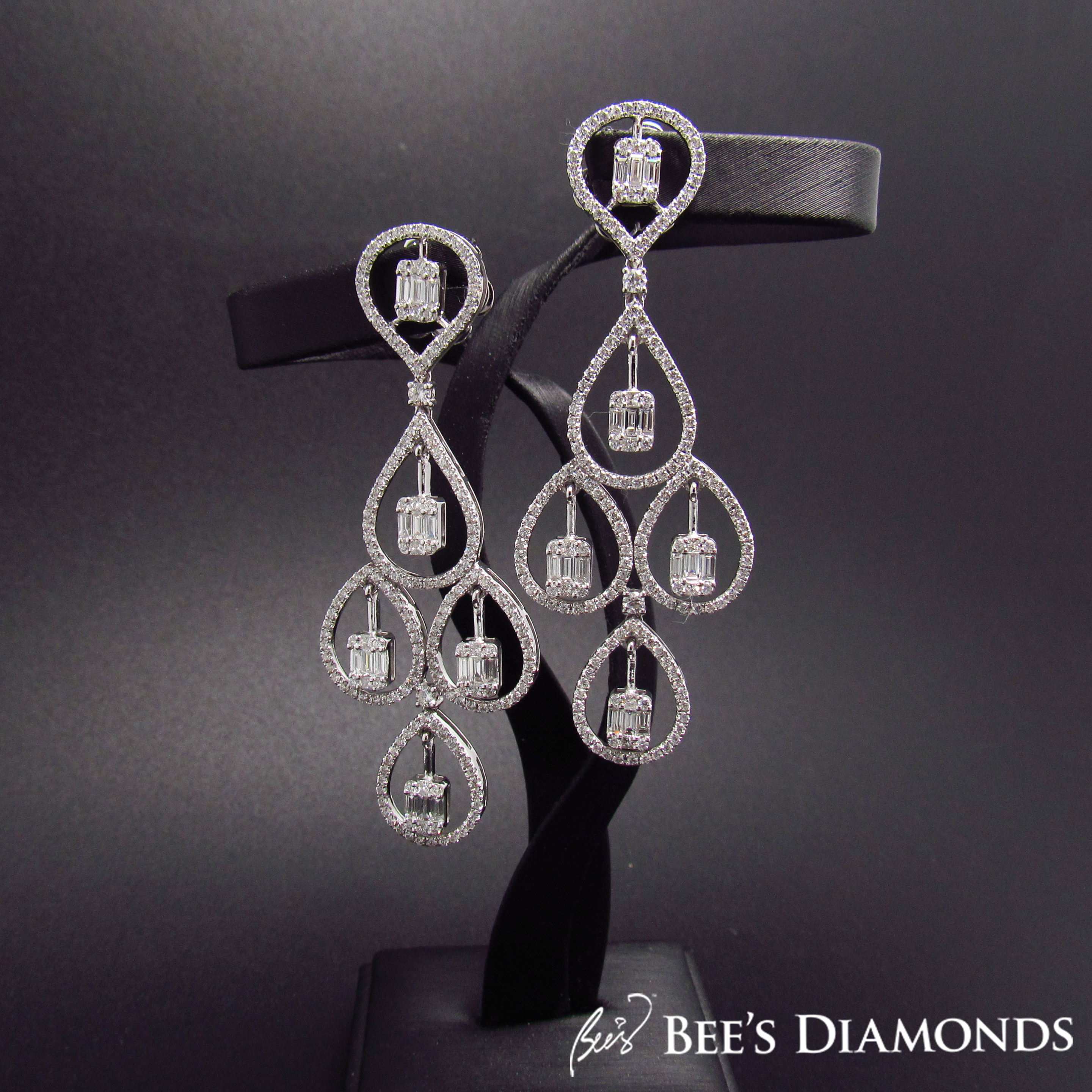 Dangling diamond earrings. | Bee's Diamonds