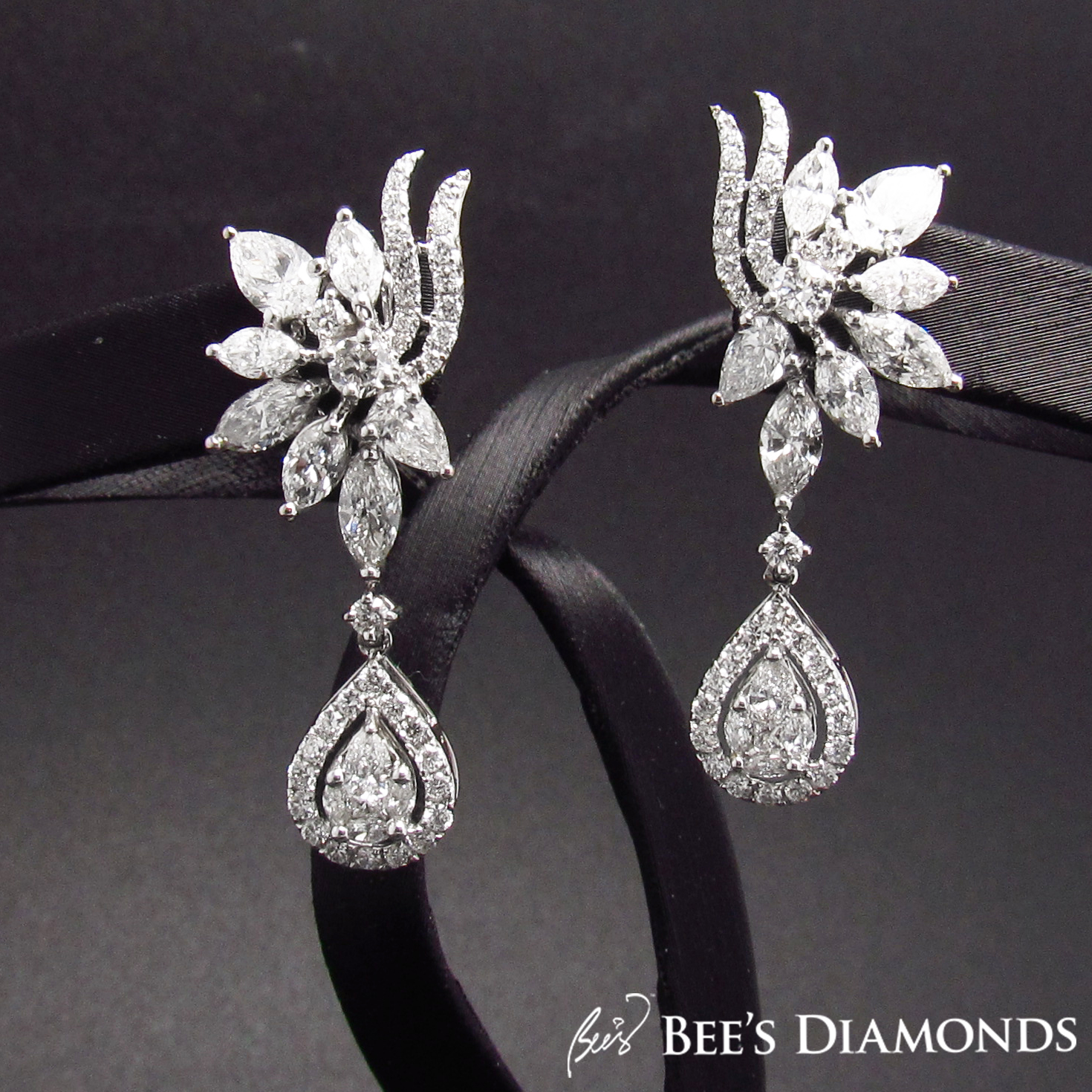 Marquise shaped diamond Earring | Bee's Diamonds