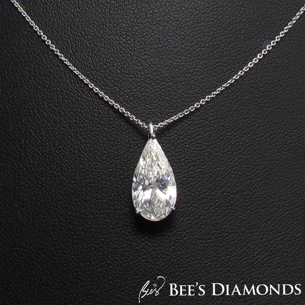 Pear shape diamond solitaire pendant, Bee's Diamonds
