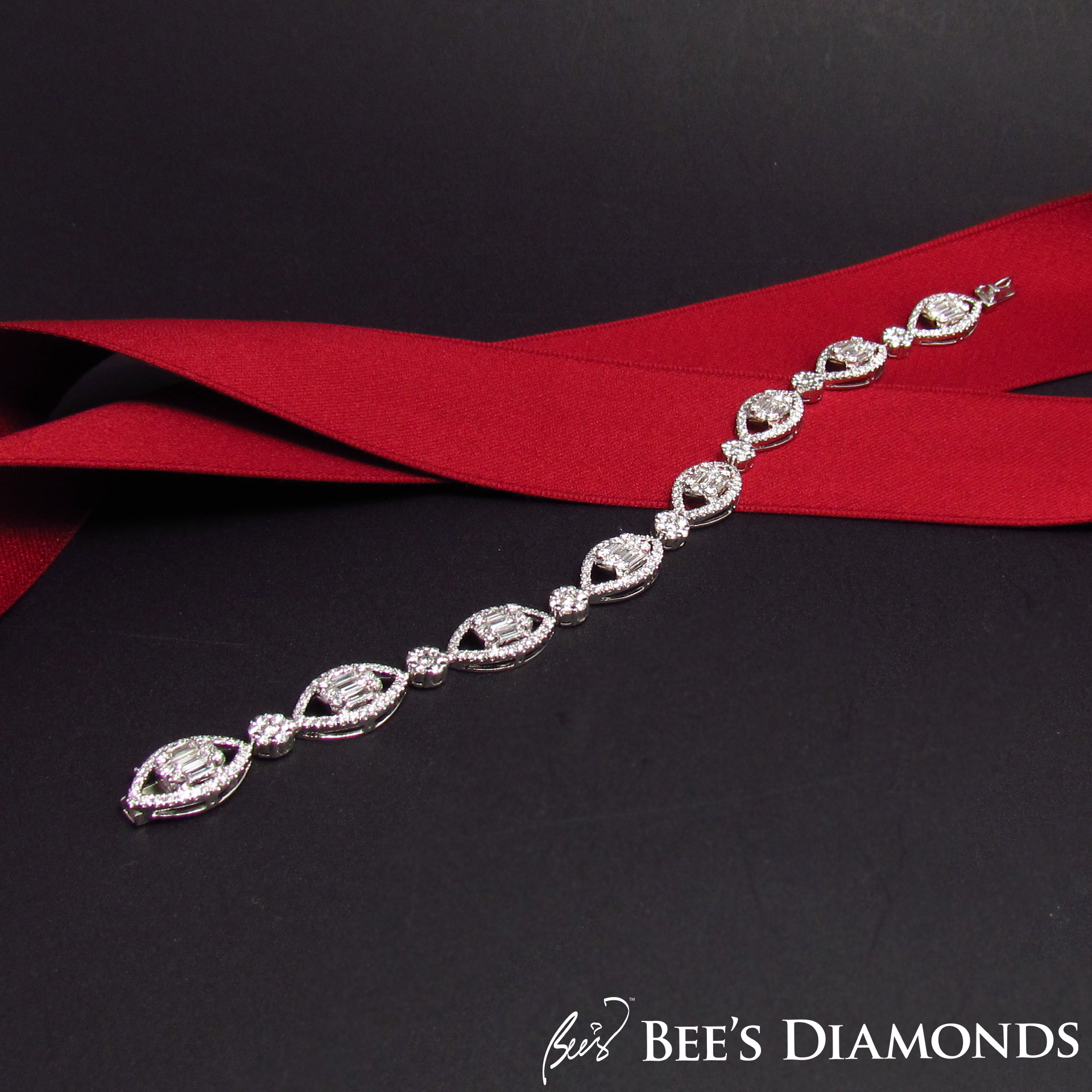 Fish-eye shaped, happiness diamond bracelet, bespoke jewellery