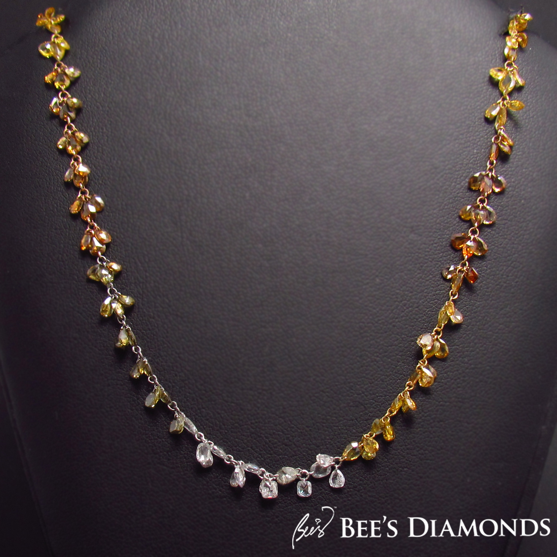 Rose cut diamond necklace, fancy colour necklace | Bee's Diamonds