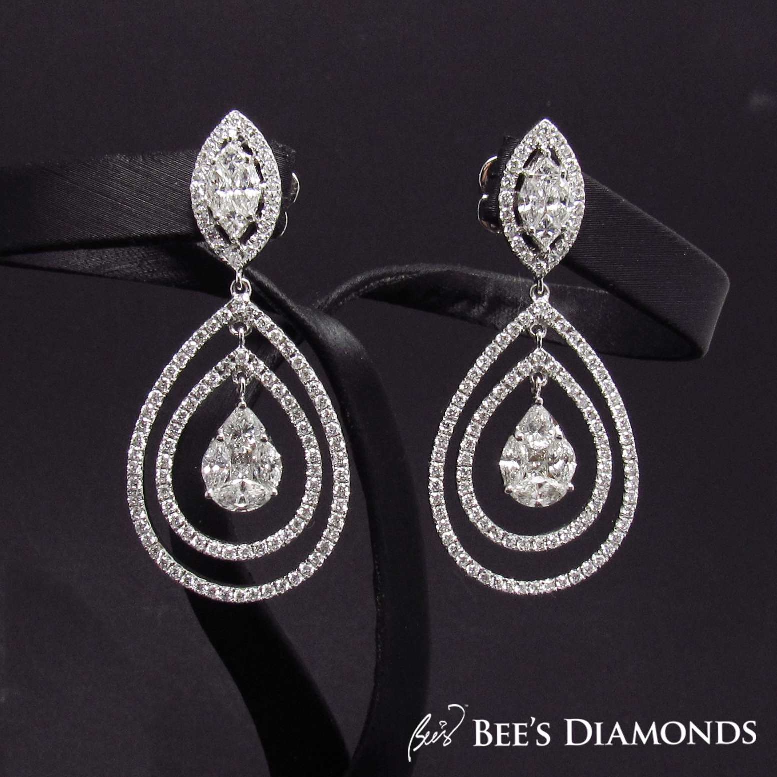 Invisible setting diamond earrings | Bee's Diamonds