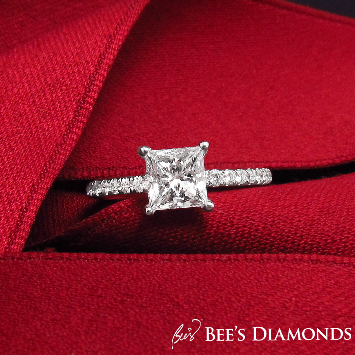 Princess cut engagement diamond ring | Bee's Diamonds