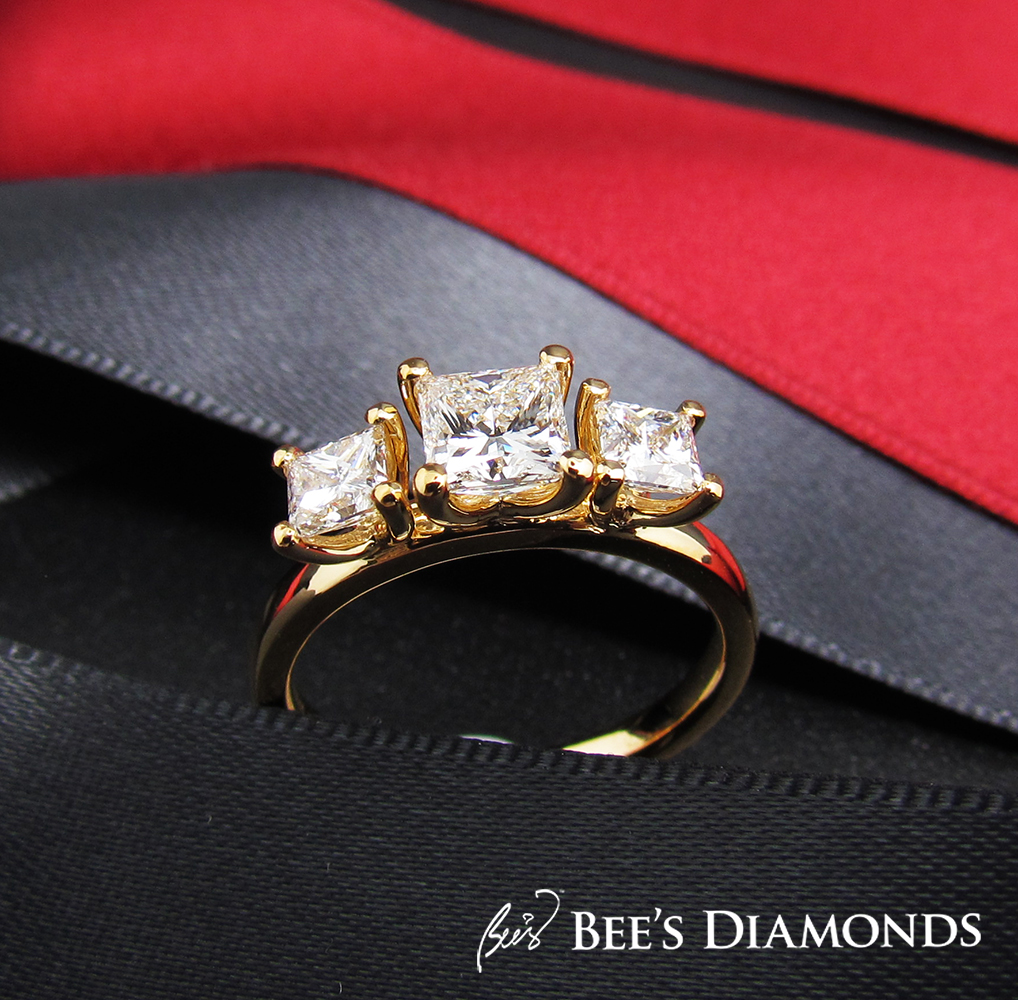 Three stone ring, past present future ring | Bee's Diamonds
