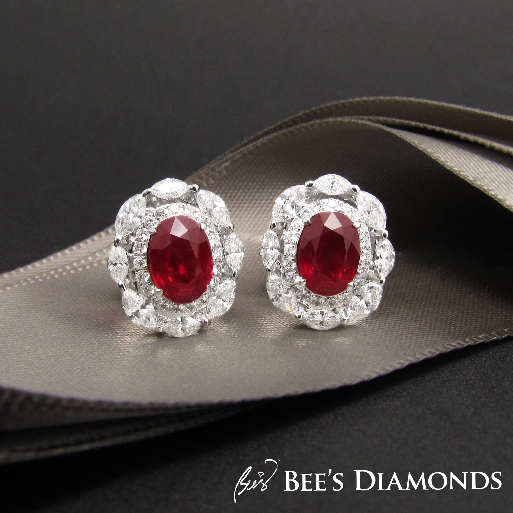 Oval ruby stud earrings | Bee’s Diamonds