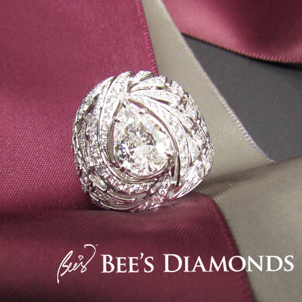 Pear. White Diamond Ring Hong Kong | Bee’s Diamonds