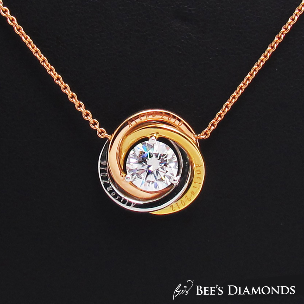 Customized Round Diamond Pendant  with personalized names Hong Kong